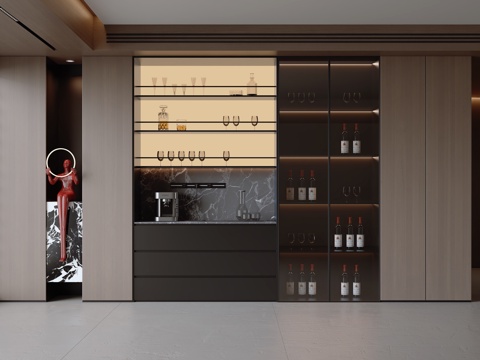  现代意式酒柜3d模型 