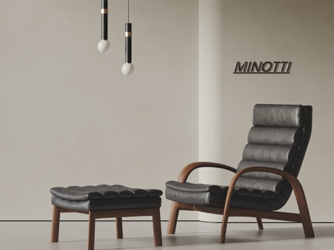  MINOTTI中古风意式休闲椅  沙发椅 皮革su模型 