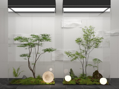  现代室内景观造景su模型 