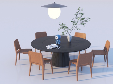  现代侘寂餐桌椅3d模型 