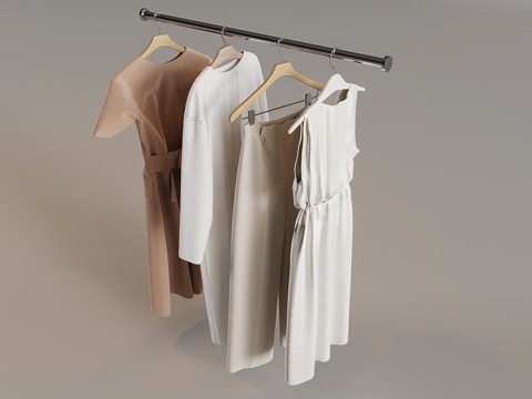  女装女裤连衣裙 服饰挂衣杆衣服撑3d模型 