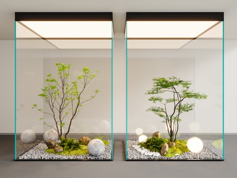  现代室内景观 植物造景 景观小品3d模型 