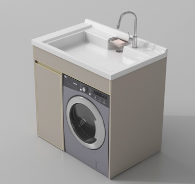  洗衣机柜 洗衣机3d模型 