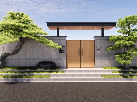  庭院门su模型 
