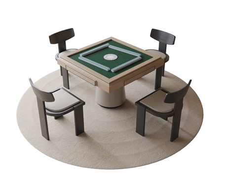  现代麻将桌椅su模型 