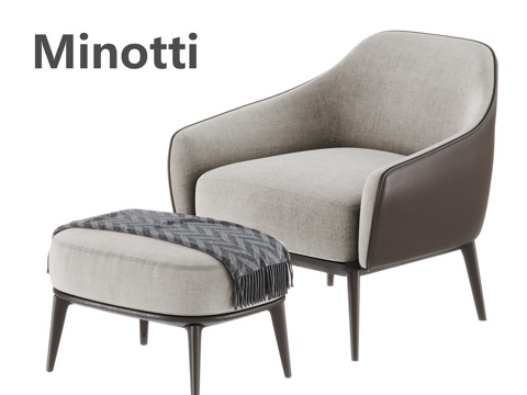  MINOTTI 现代休闲椅 皮革扶手椅 休闲沙发 沙发椅3d模型 