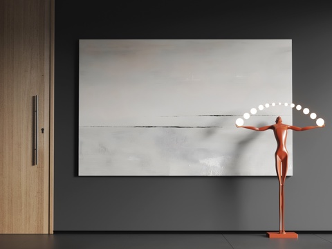  现代大幅挂画  现代抽象挂画   现代极简挂画 现代黑白挂画3d模型 