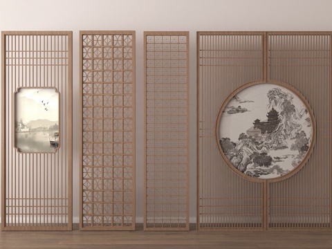  屏风 装饰屏风 玄关屏风 隔断3d模型 