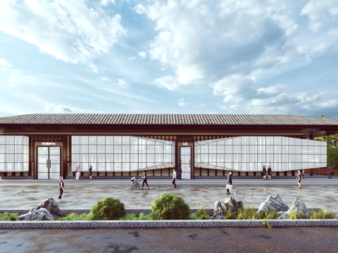  现代新中式小公建 文化中心 文化礼堂 文教建筑 服务中心 礼su模型 