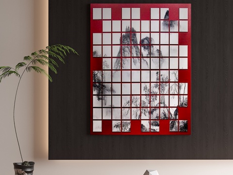  新中式装饰画3d模型 