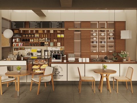  新中式中古茶馆 茶馆工作台 茶室操作台 咖啡奶茶店水吧台3d模型 