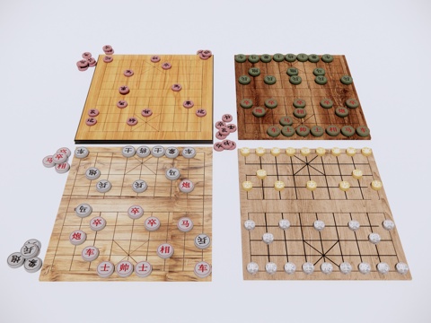  象棋娱乐器材 棋牌桌游su模型 