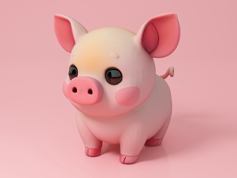  猪猪 卡通动物 萌宠 Q版卡通动物 手办 玩具 摆件 雕塑3d模型 
