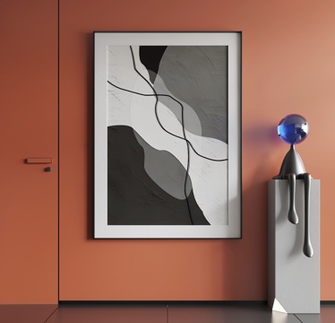  现代挂画 现代抽象挂画 现代极简挂画 现代简约挂画su模型 