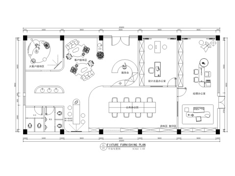  辦公空間平面布置圖cad施工圖 