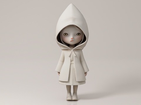  女孩 神秘 人物 卡通 创意 摆件 手办 公仔 装饰 装扮3d模型 