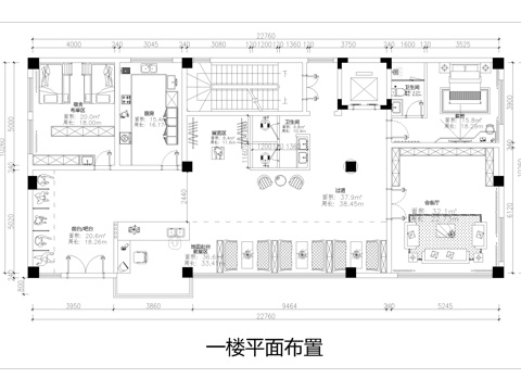 四層民宿平面布局方案cad施工圖 