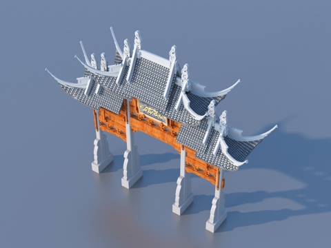  牌坊 古代牌坊 大门 入口3d模型 