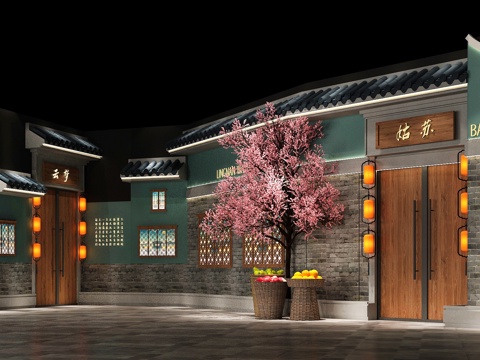  中餐厅美陈3d模型 