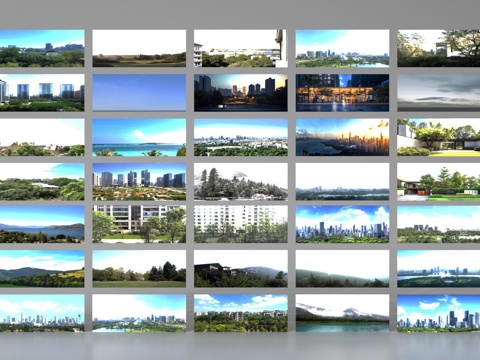 户外风景 环绕背景 城市外景 园林背景 海边外景su模型 