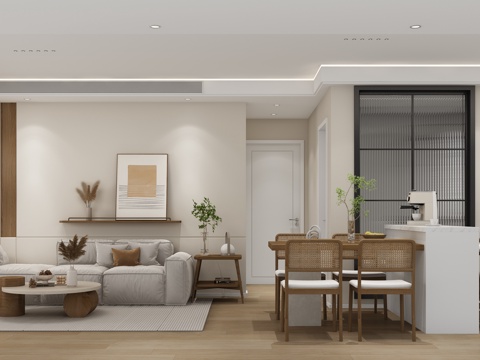  现代小公寓客餐厅3d模型 