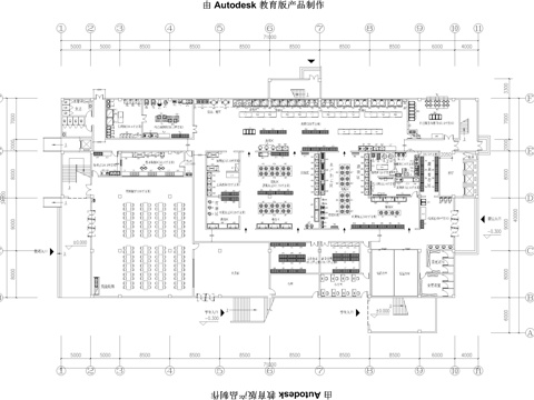  中學(xué)后廚平面圖cad施工圖 