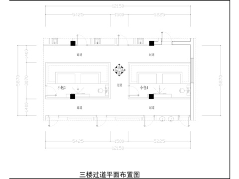  现代KTV包间过道施工图cad施工图 