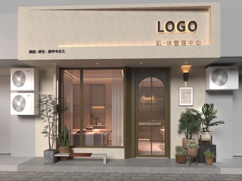  美容院门头_美甲店_护肤店_吧台_美容床3d模型 