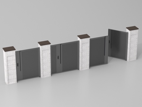  别墅门 庭院门 小区门3d模型 
