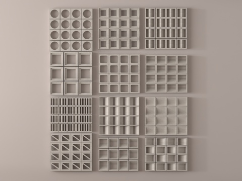  水泥砖 水泥砖隔断 镂空砖隔断3d模型 