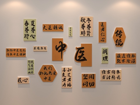  中医组合画 养生馆组合画 墙饰3d模型 