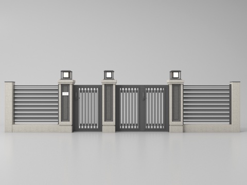  庭院门 别墅门 小区院门3d模型 
