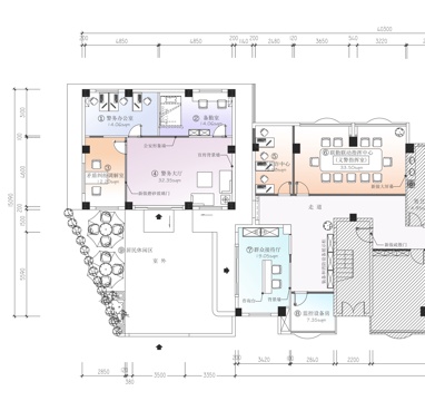  党群服务中心平面系统图cad施工图 