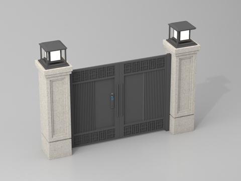  小区门 庭院门 别墅门3d模型 