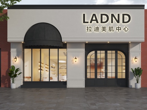  法式美容店 皮肤管理中心 法式美甲店门头3d模型 