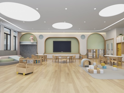  幼儿园托育教室 班级教室3d模型 