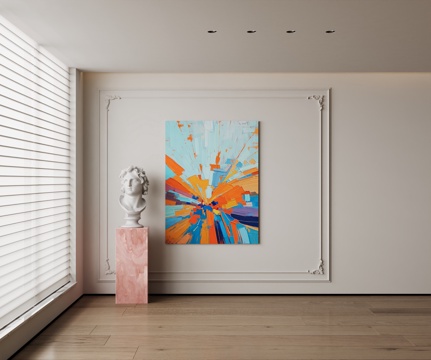  现代装饰挂画雕塑抽象画艺术画背景画3d模型 