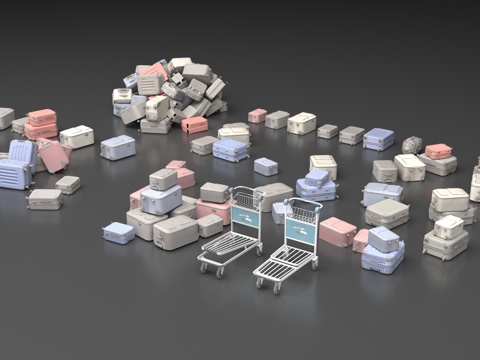  行李堆3d模型 