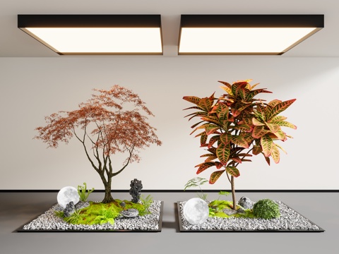  现代室内景观 植物造景 景观小品3d模型 