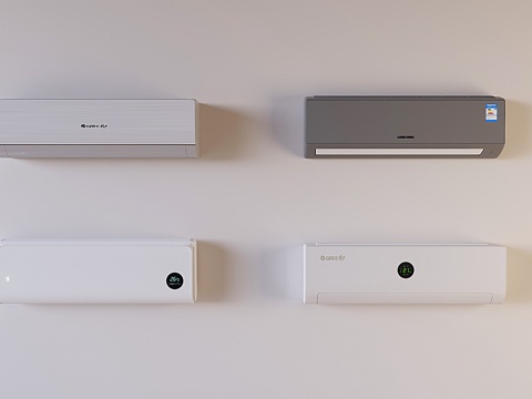  壁挂空调冷暖变频 智能空调挂机su模型 