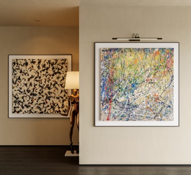  现代极简抽象挂画 抽象艺术挂画 点线装饰画 吴冠中艺术作品3d模型 