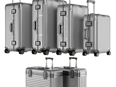  现代行李箱 登机箱su模型 