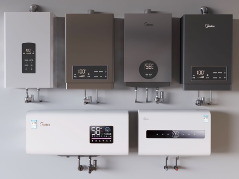  燃气热水器壁挂炉 电热水器su模型 
