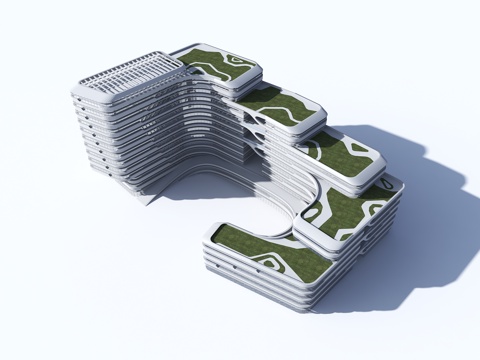  现代建筑公建 异形公建3d模型 