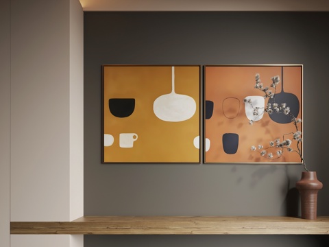  现代挂画 现代抽象挂画 现代组合画 现代意式挂画 现代轻奢挂3d模型 