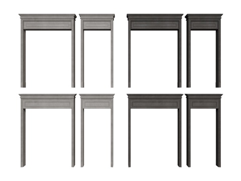  法式柱子 拱门 雕花门楣 石膏柱子su模型 