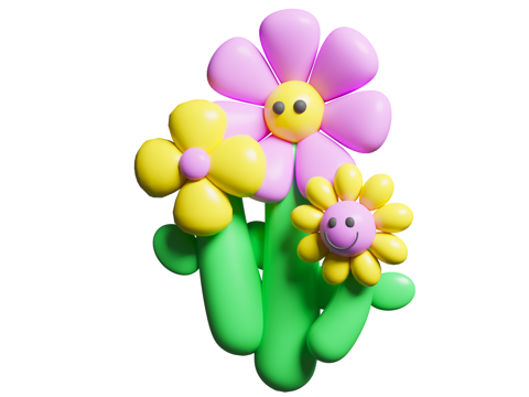  3D立体 春天花卉 花朵 气球 花3d模型 