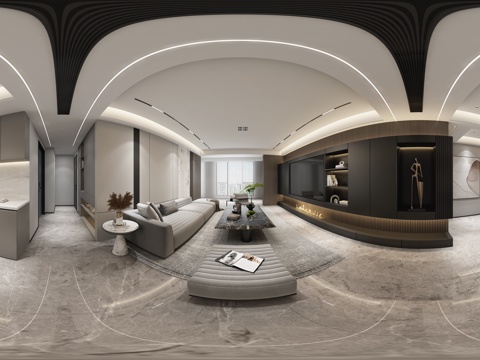  现代客餐厅vr全景3d模型 