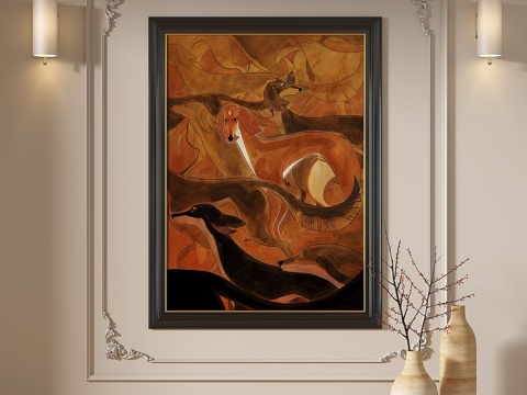  现代，复古，法式，抽象，油画，装饰画3d模型 