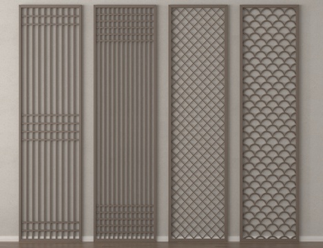  中式屏风 隔断3d模型 